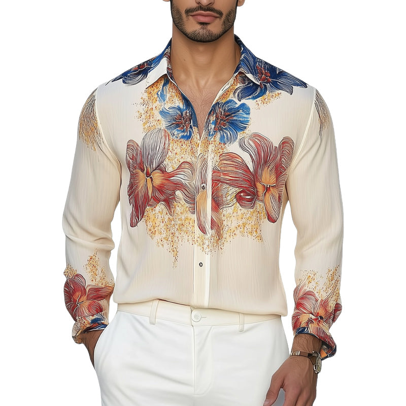 Men's Summer Brightly Printed Casual Skin-Friendly Shirt MTA0169D3U