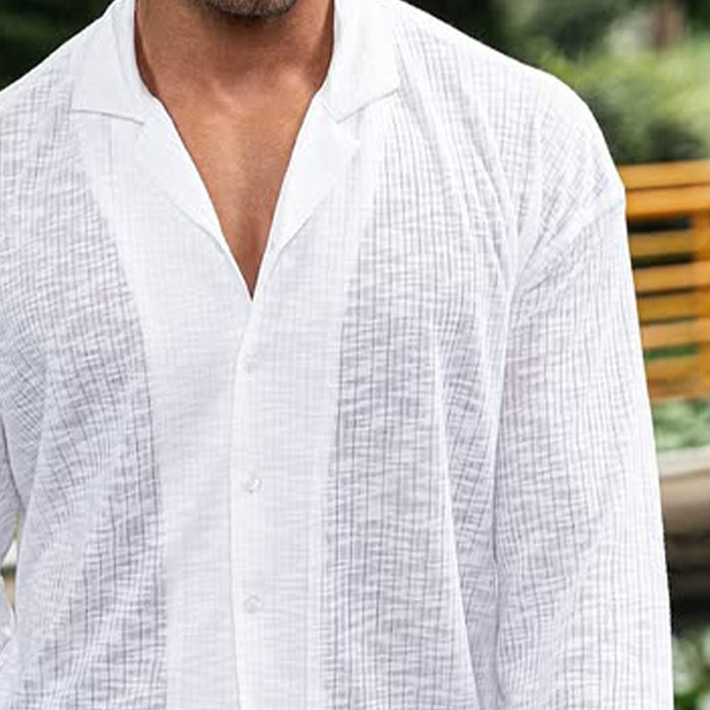 Men's Striped Breathable Long Sleeve Shirt MTA0342D4X