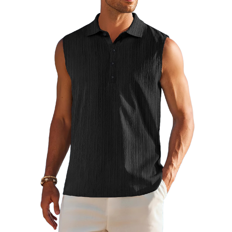 Men's Solid Color Lapel Pullover Tank Tops MTA0773D0X