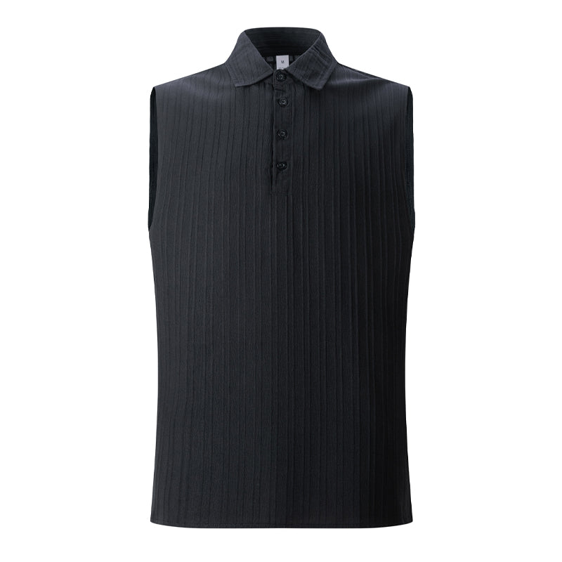 Men's Solid Color Lapel Pullover Tank Tops MTA0773D0X