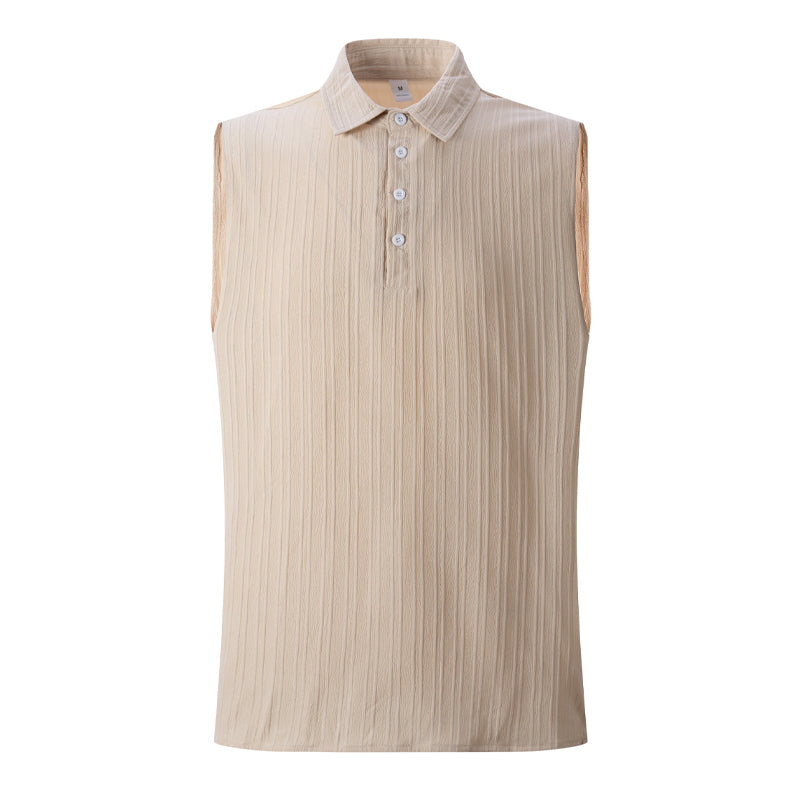 Men's Solid Color Lapel Pullover Tank Tops MTA0773D0X