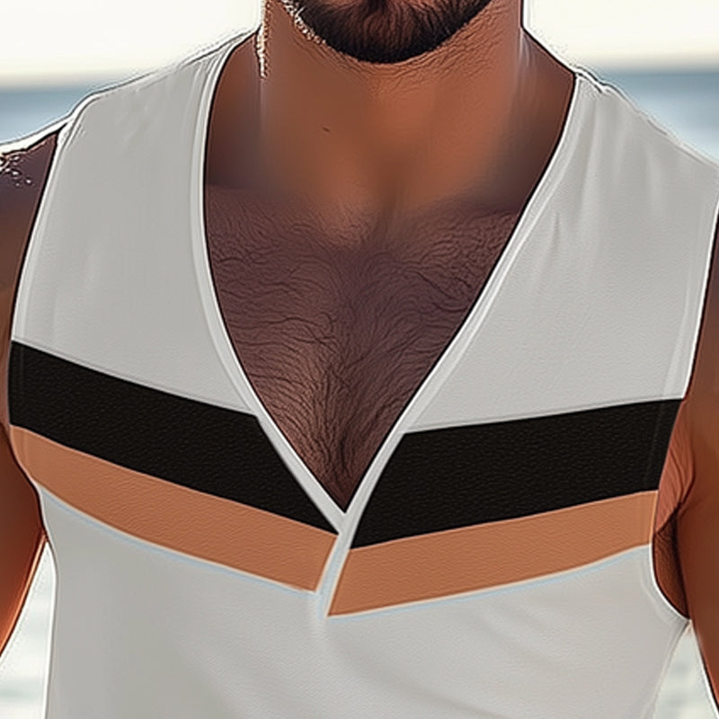 Men's Summer Cool Deep V Neck Tank Top MTA0842D9U