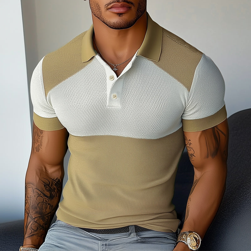 Men's Summer Business Colorblock Knitted Polo Shirt MTA1527D6U