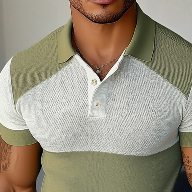 Men's Summer Business Colorblock Knitted Polo Shirt MTA1527D6U