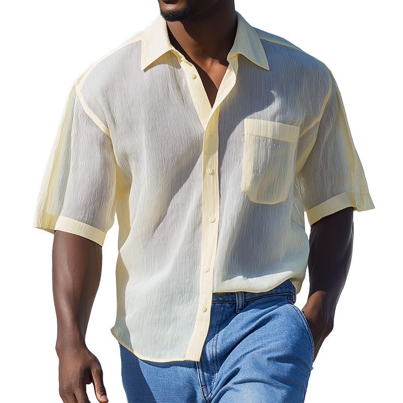 Men's Summer Fashion Breathable Striped Organza Shirt MTA1638D6P