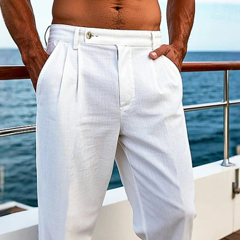 Men's Solid Color Cotton And Linen Casual Pants MTA1780D7X