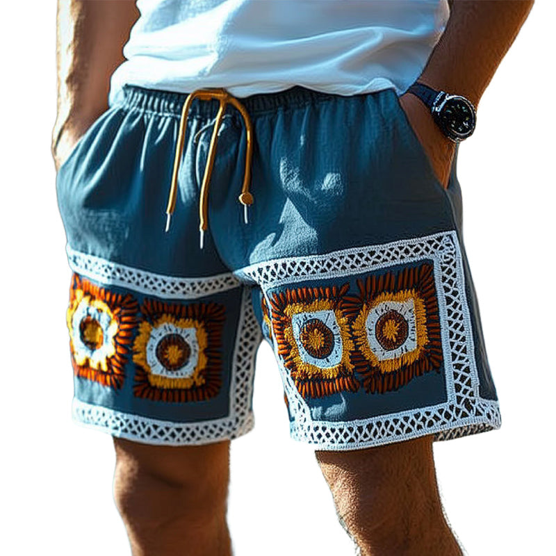Men's Summer Fashion Embroidered Lace-Up Shorts MTA1706D0U