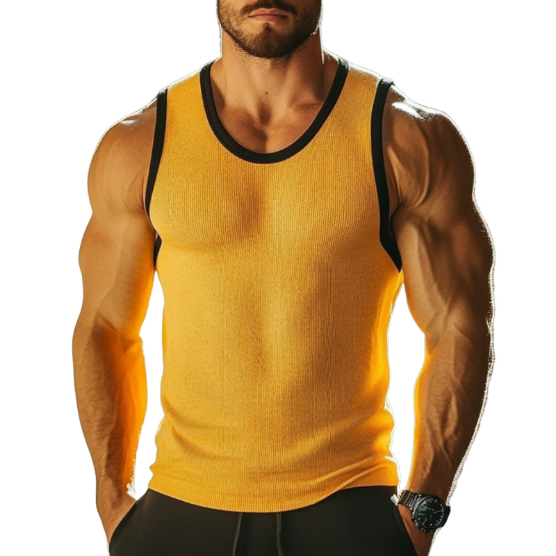 U-hals, myk, slank, strikket tanktopp for menn MTA1720D1M