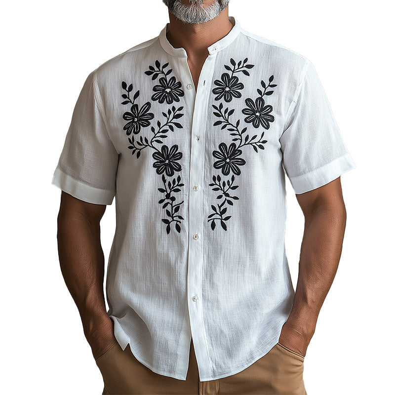 Men's Summer Fashion Comfortable Embroidered Short Sleeve Shirt MTA1810D1P