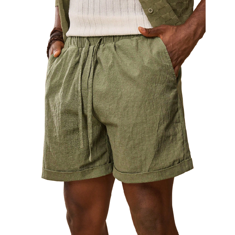 Men's Casual Cotton Blend Elastic Waist Drawstring Loose Shorts MTA1729D3M