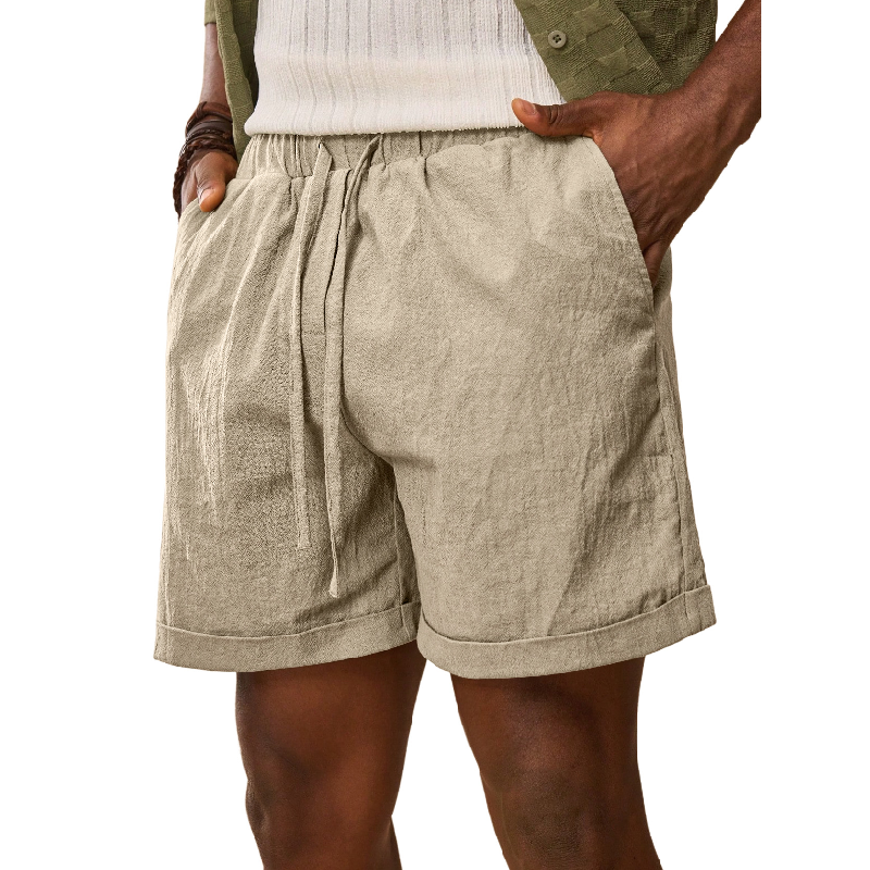 Men's Casual Cotton Blend Elastic Waist Drawstring Loose Shorts MTA1729D3M