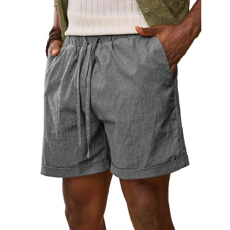 Men's Casual Cotton Blend Elastic Waist Drawstring Loose Shorts MTA1729D3M