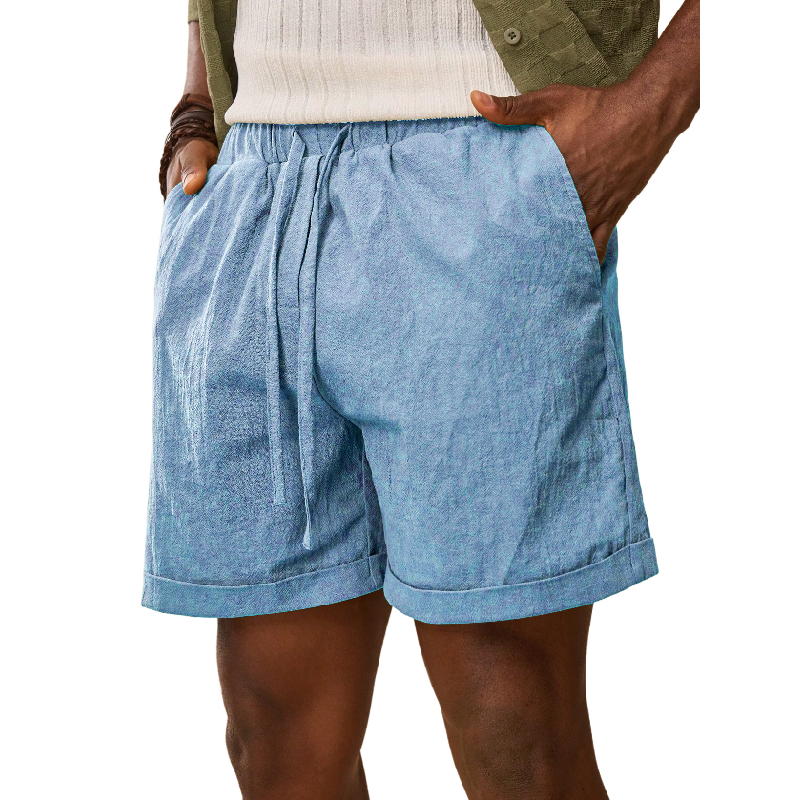 Men's Casual Cotton Blend Elastic Waist Drawstring Loose Shorts MTA1729D3M