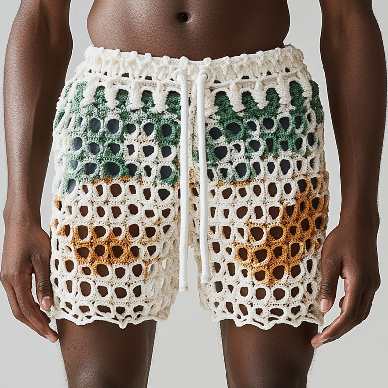 Sommermote for menn med hul pustende vevd strandshorts MTA2182D2P