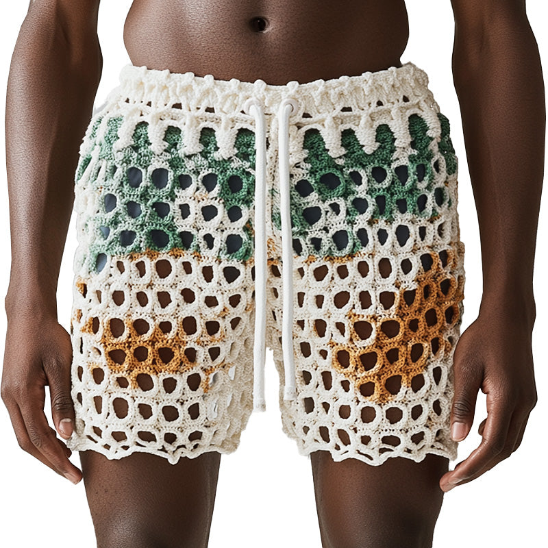 Sommermote for menn med hul pustende vevd strandshorts MTA2182D2P