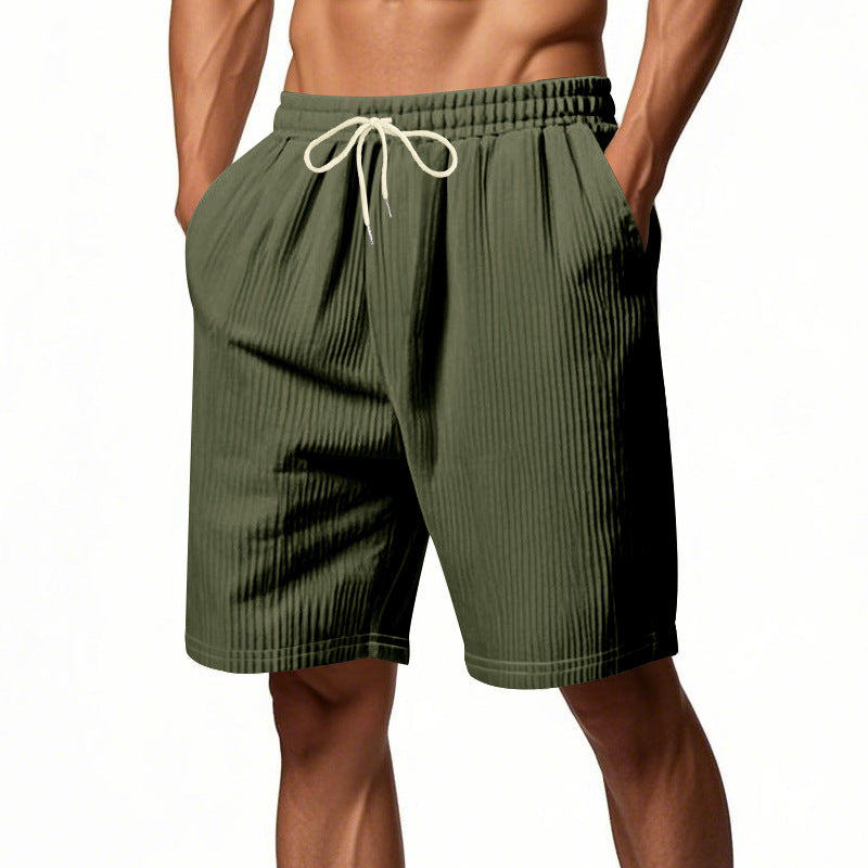 Ensfarget tynn kordfløyel for menn, elastiske fritidsshorts MTA2136D7X