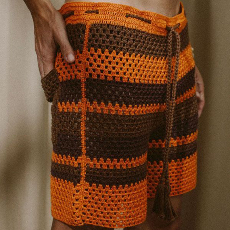 Men's Summer Fashion Hollow Breathable Knitted Shorts MTA2277D3P