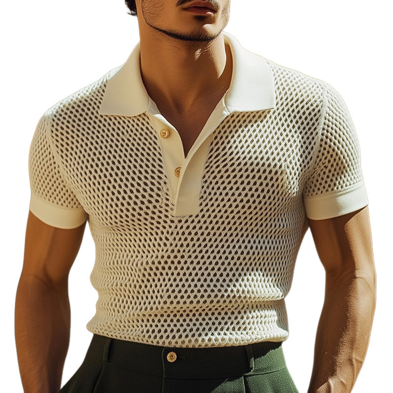 Men's Summer POLO Collar Breathable Mesh T-Shirt MTA2160D8U