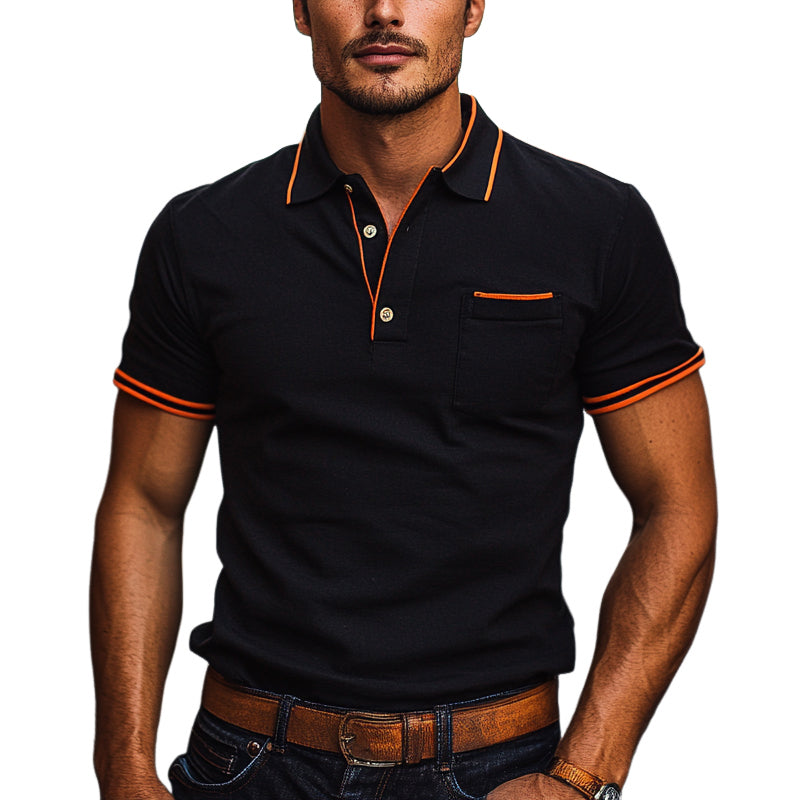 Men's Casual Contrast Color Short Sleeve Knitted POLO Shirt MTA2285D8X