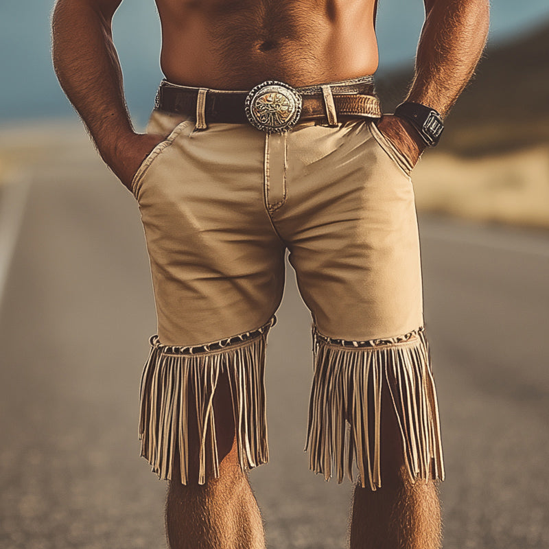 Men's Summer Western Cowboy Style Chain Tassel Shorts MTA2226D5U