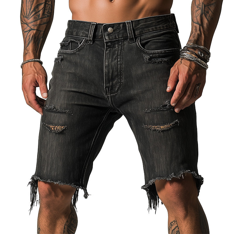 Men's Summer Fashion Retro Slim Ripped Denim Shorts MTA2269D4P