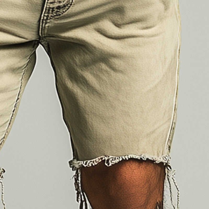Men's Summer Fashion Slim Raw Edge Pocket Denim Shorts MTA2358D6P