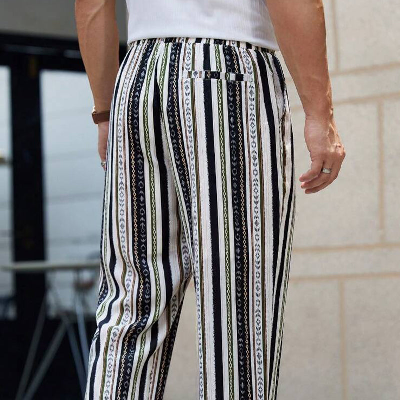 Men's Striped Holiday Elastic Casual Pants MTA2372D1X