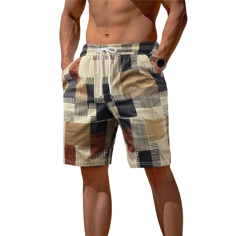 Menns Vacation Color Block Elastiske Shorts MTA2345D6X