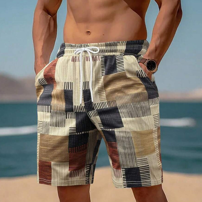 Menns Vacation Color Block Elastiske Shorts MTA2345D6X