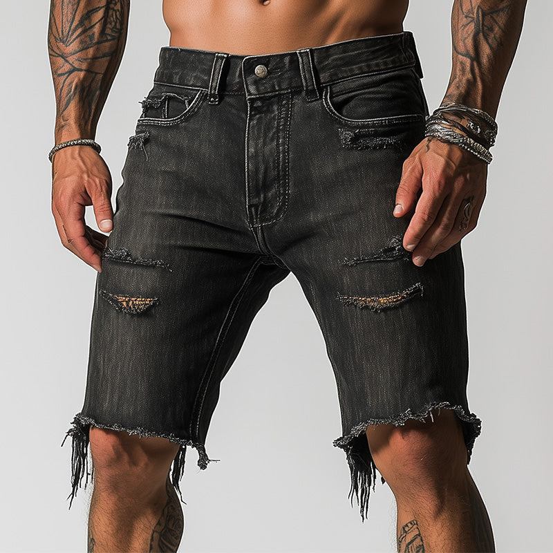Men's Summer Fashion Retro Slim Ripped Denim Shorts MTA2269D4P