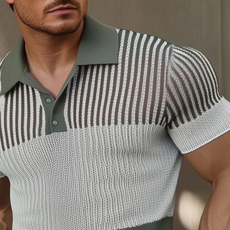 Men's Summer Business Polo Neck Knitted T-Shirt MTA2331D5U