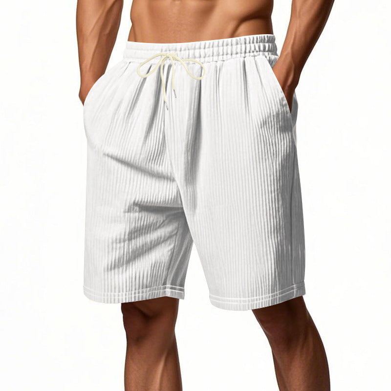 Ensfarget tynn kordfløyel for menn, elastiske fritidsshorts MTA2136D7X