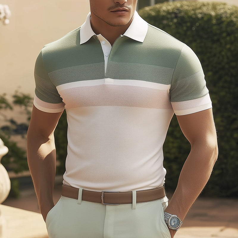 Men's Summer Business Fashion Colorblock Polo Shirt MTA2373D0U