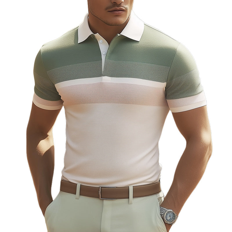 Men's Summer Business Fashion Colorblock Polo Shirt MTA2373D0U