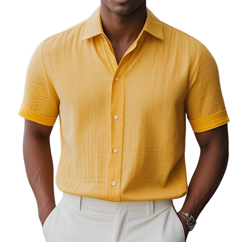Men's Summer Fashion Casual Hawaiian Style Cotton and Linen Personality Back Print Short-sleeved Shirt MTA2325D0K