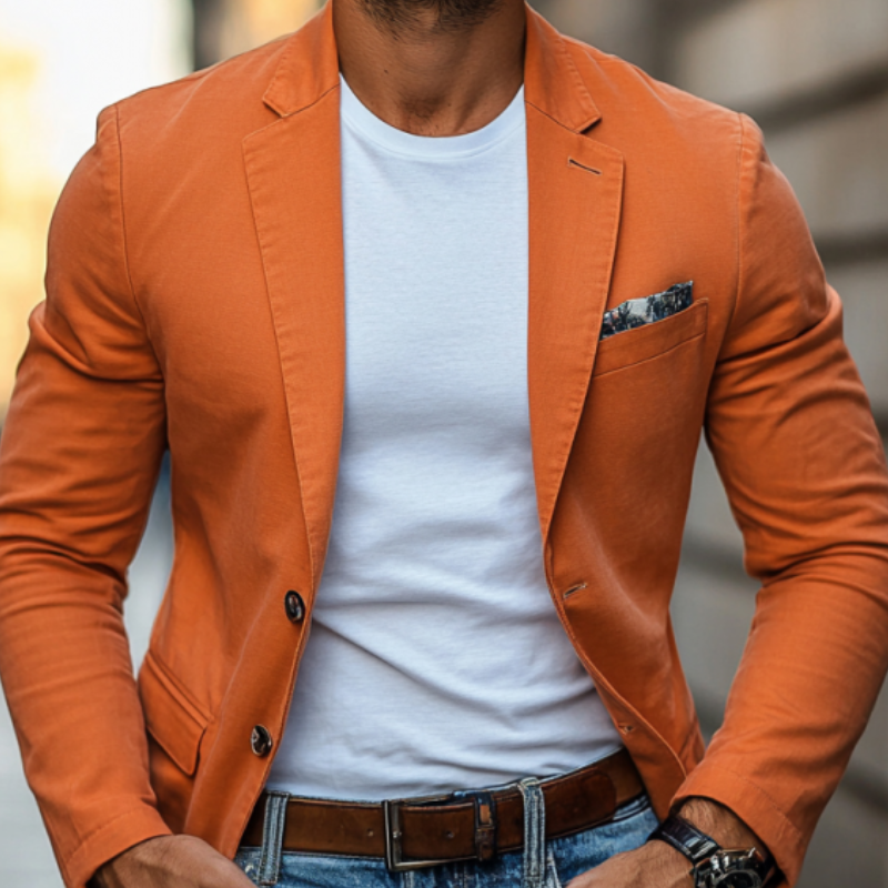 Men's Casual Breathable Cotton Notched Lapel Single Breasted Slim Fit Blazer  MTA2317D1M