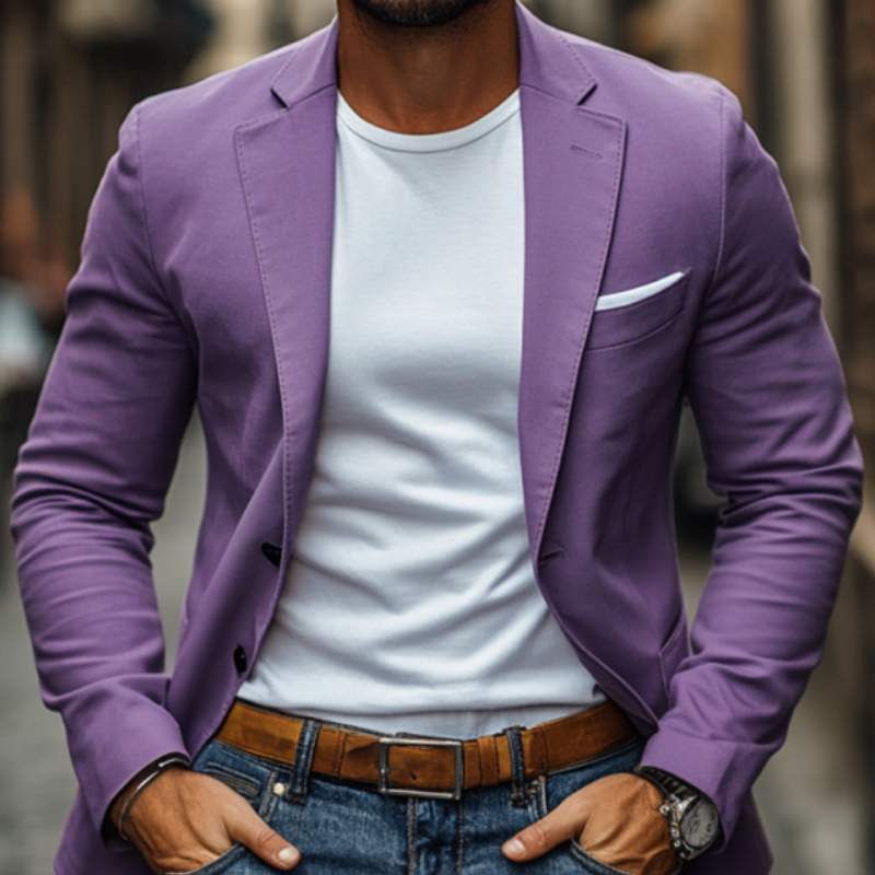 Men's Casual Breathable Cotton Notched Lapel Single Breasted Slim Fit Blazer MTA2320D6M