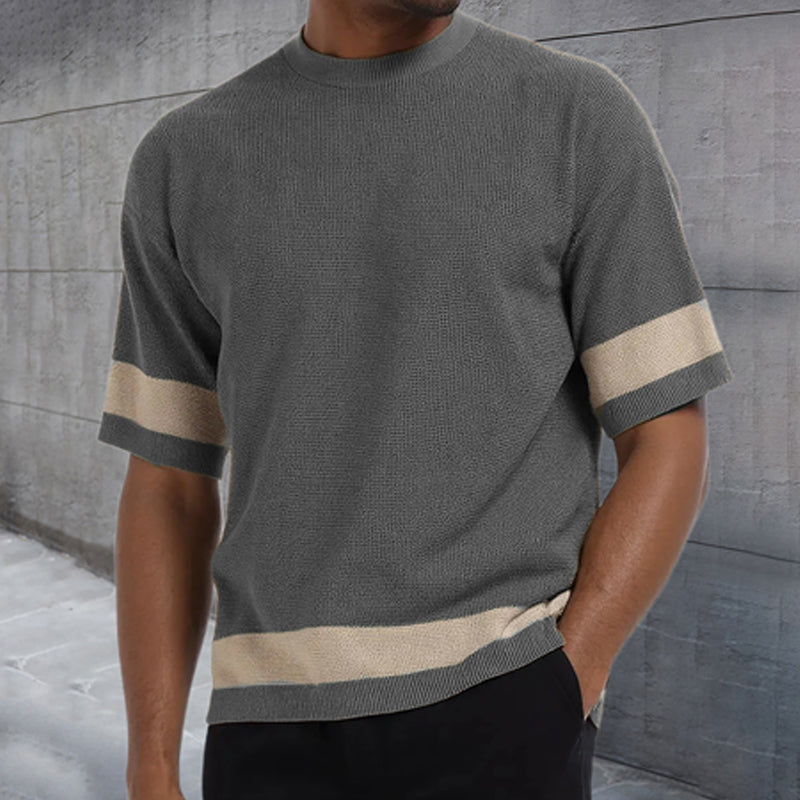 Men's Contrast Knit Short Sleeve Crew Neck T-Shirt MTA2381D1X