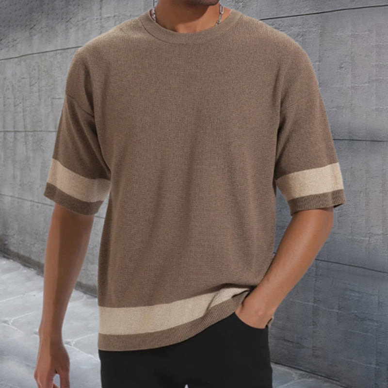 Men's Contrast Knit Short Sleeve Crew Neck T-Shirt MTA2381D1X