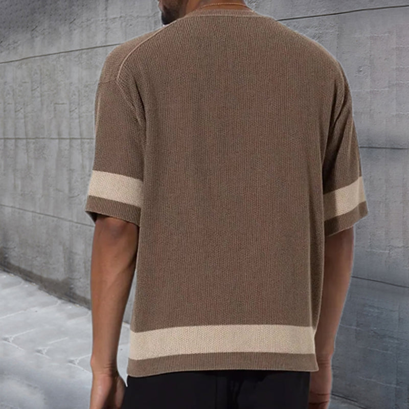 Men's Contrast Knit Short Sleeve Crew Neck T-Shirt MTA2381D1X