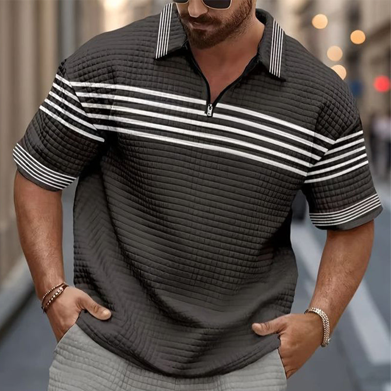 Men's Summer Business Waffle Polo Shirt Shorts Set MTA2491D3U