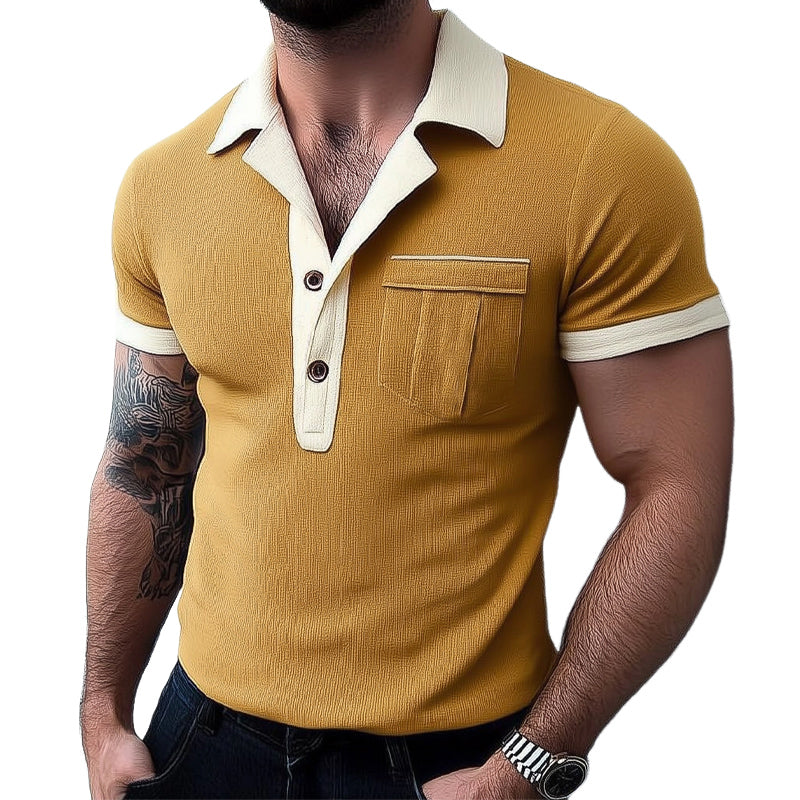Men's Summer Classic Textured Polo Neck T-Shirt MTA2461D6U