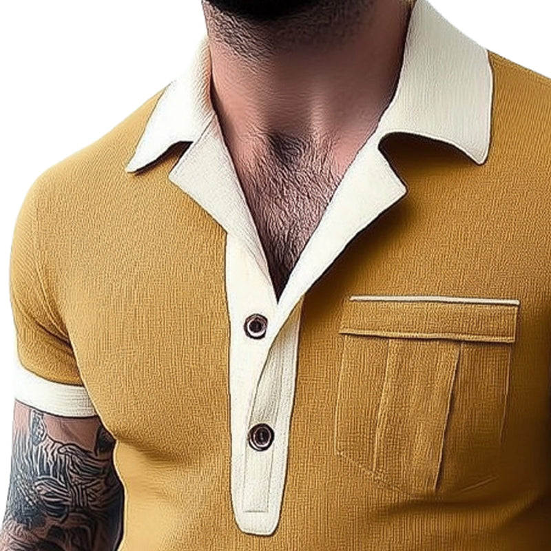 Men's Summer Classic Textured Polo Neck T-Shirt MTA2461D6U