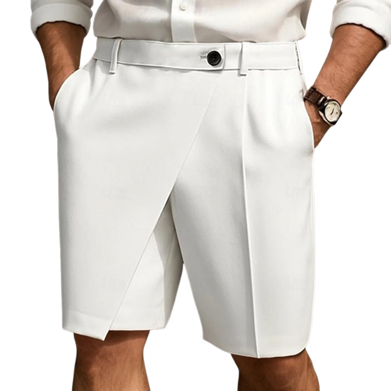 Men's Casual Cool Breathable Cotton Blended Irregular Design Suit Shorts MTA2310D4M