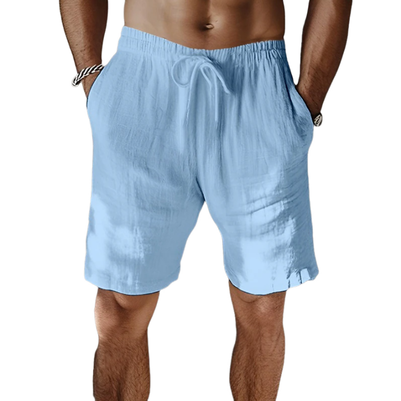 Menn Uformelt pustende bomull Lin Elastisk midje Løs ferieshorts MTA2351D6M