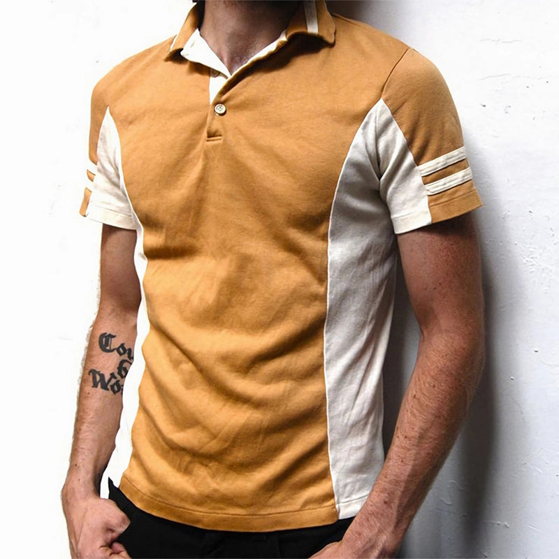Men's Summer Classic Colorblock Polo Collar Slim Fit T-Shirt MTA2498D9U