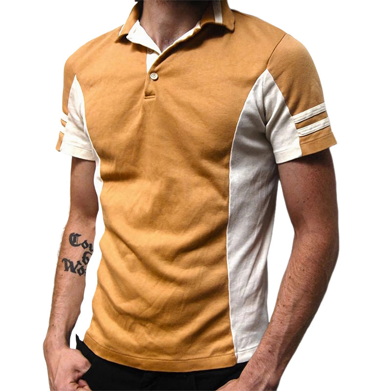 Men's Summer Classic Colorblock Polo Collar Slim Fit T-Shirt MTA2498D9U