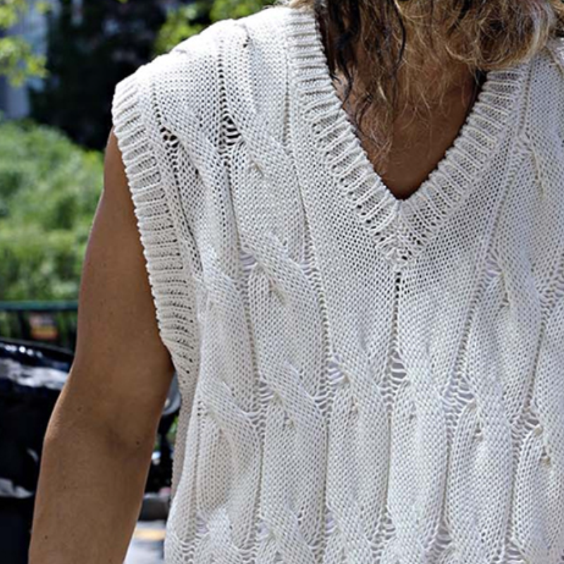 Men's Retro Casual Solid Color Knitted Crew Neck Tank Top MTA2265D3TO
