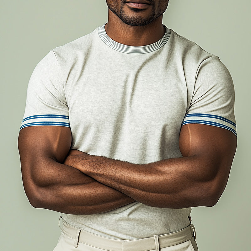 Men's Summer Fashion Simple Cotton Blend Sports Short-Sleeved T-Shirt MTA2511D5P