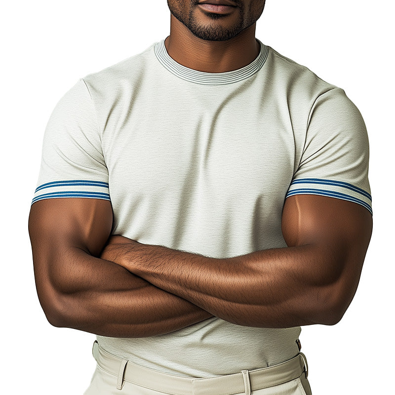 Men's Summer Fashion Simple Cotton Blend Sports Short-Sleeved T-Shirt MTA2511D5P